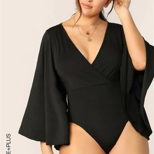 SHEIN Deep V Top with Flowy Dramatic Sleeves